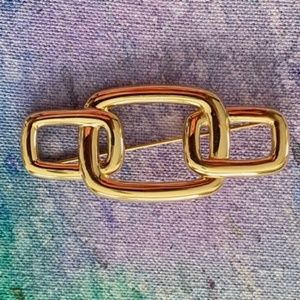 VINTAGE MONET Golden Geometric Brooch